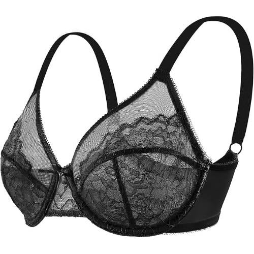 Nolani Floral Lace Plus Size Underwire Unlined Unpadded Full Coverage Minimizer Bra