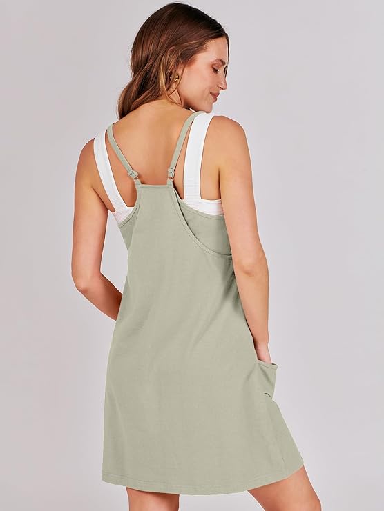 Sleeveless Athletic Dress – Built-In Shorts & Pockets