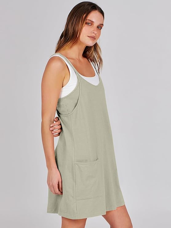 Sleeveless Athletic Dress – Built-In Shorts & Pockets