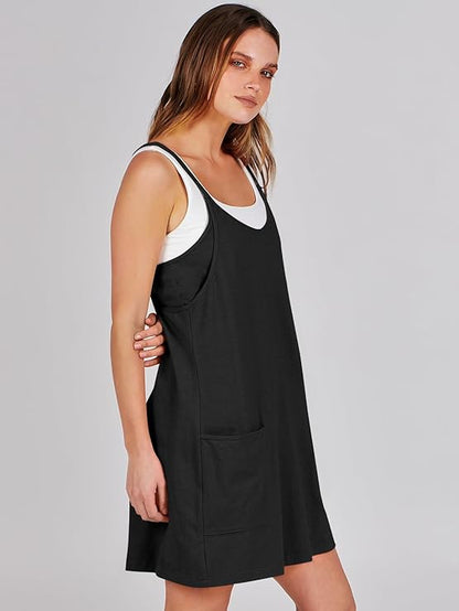 Sleeveless Athletic Dress – Built-In Shorts & Pockets