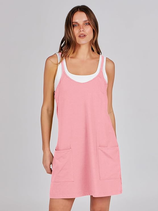 Sleeveless Athletic Dress – Built-In Shorts & Pockets