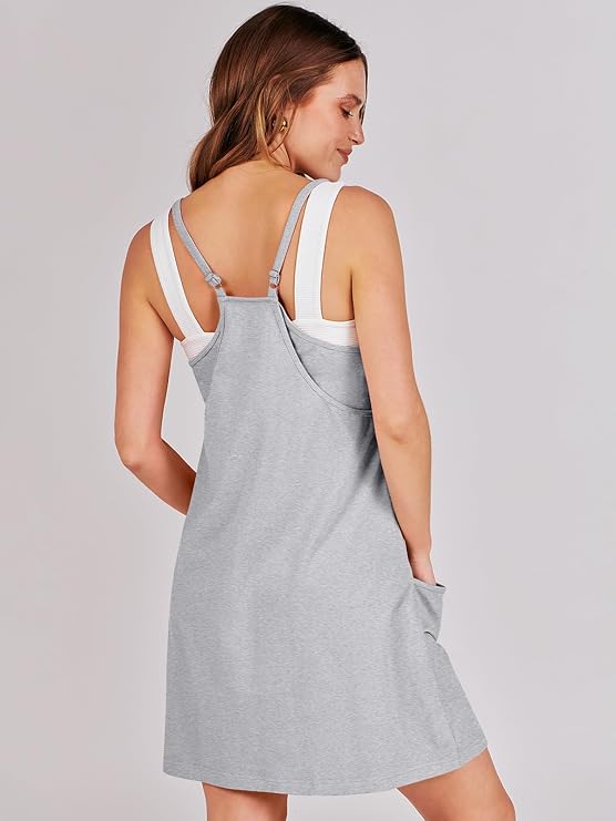 Sleeveless Athletic Dress – Built-In Shorts & Pockets