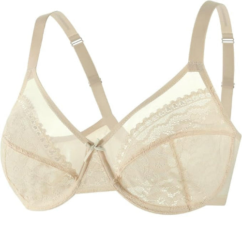 Nolani Floral Lace Plus Size Underwire Unlined Unpadded Full Coverage Minimizer Bra