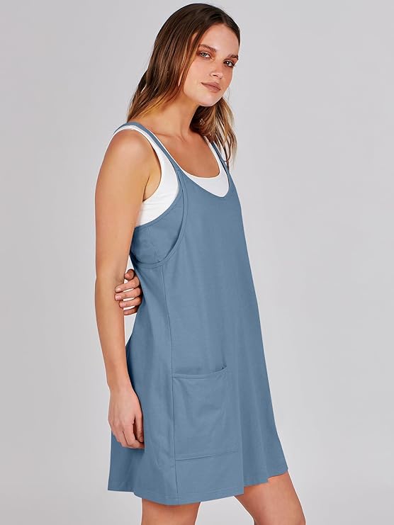 Sleeveless Athletic Dress – Built-In Shorts & Pockets
