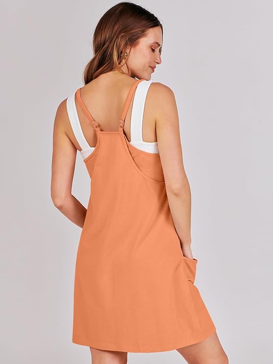 Sleeveless Athletic Dress – Built-In Shorts & Pockets