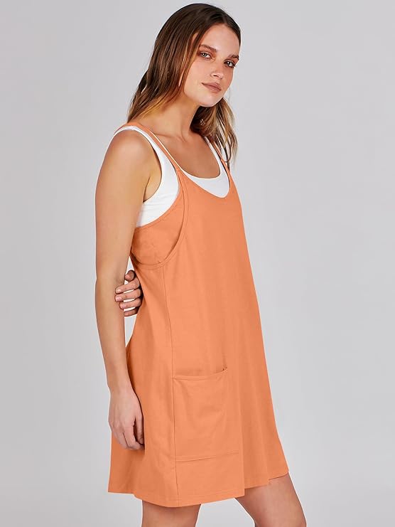 Sleeveless Athletic Dress – Built-In Shorts & Pockets