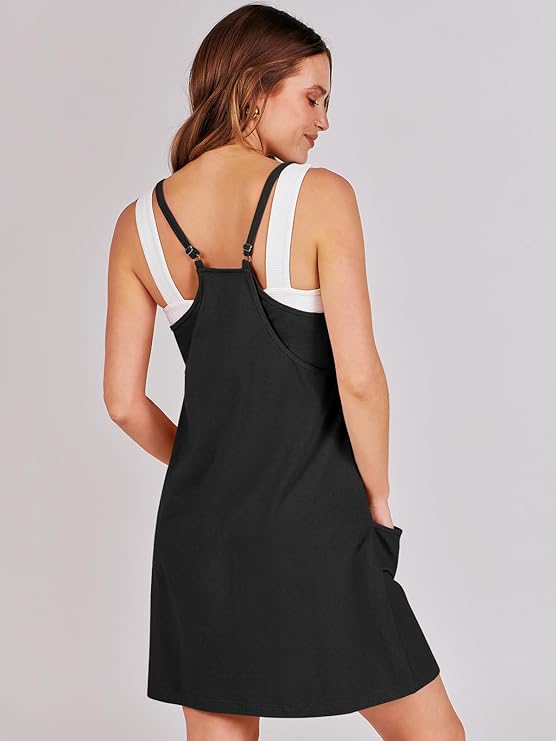 Sleeveless Athletic Dress – Built-In Shorts & Pockets