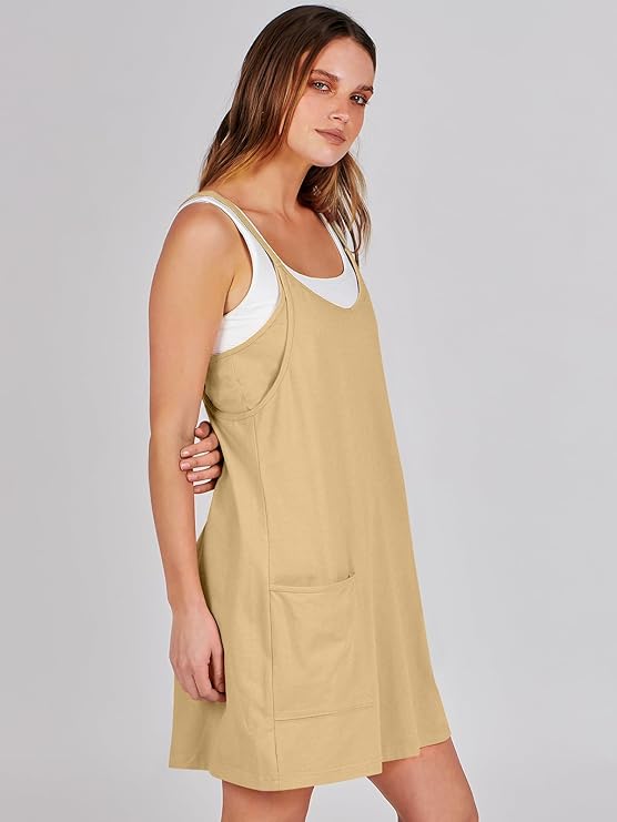 Sleeveless Athletic Dress – Built-In Shorts & Pockets