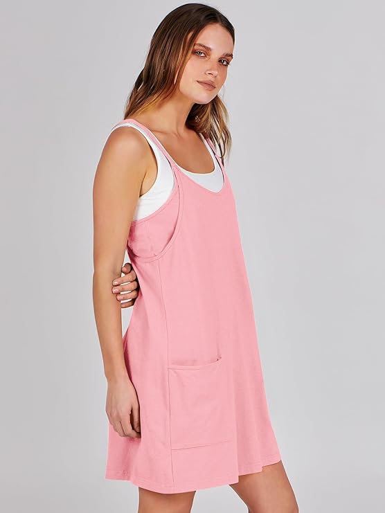 Sleeveless Athletic Dress – Built-In Shorts & Pockets