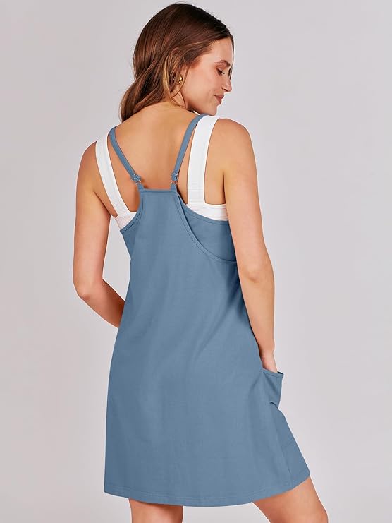 Sleeveless Athletic Dress – Built-In Shorts & Pockets