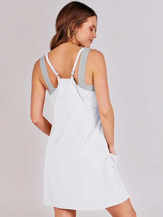 Sleeveless Athletic Dress – Built-In Shorts & Pockets