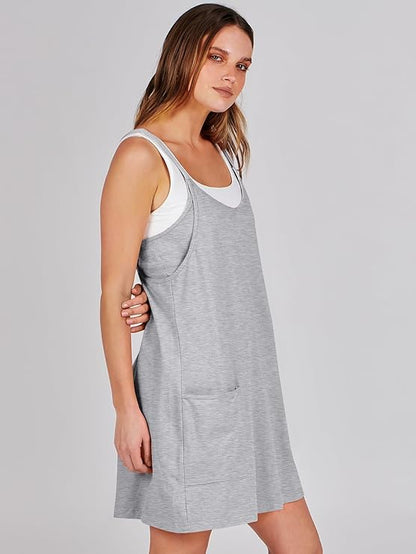 Sleeveless Athletic Dress – Built-In Shorts & Pockets