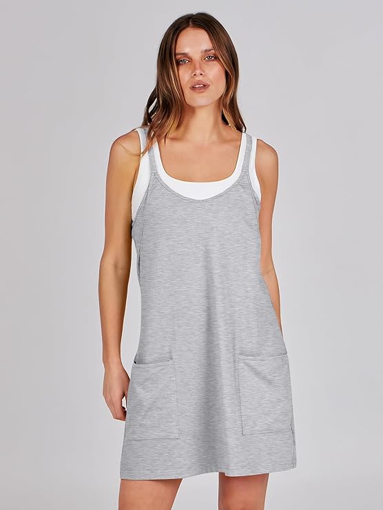 Sleeveless Athletic Dress – Built-In Shorts & Pockets
