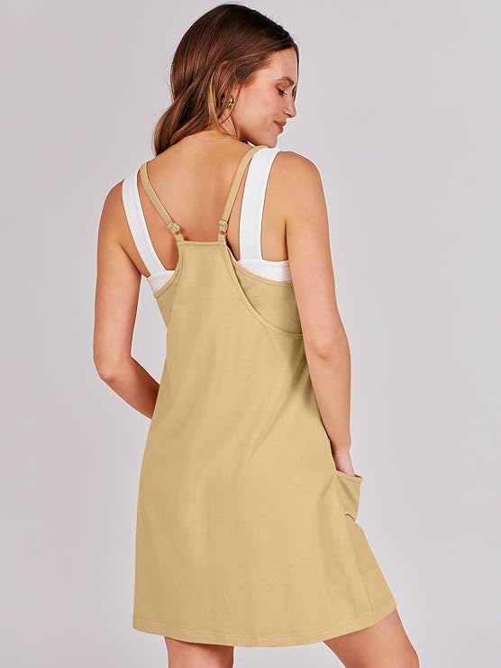 Sleeveless Athletic Dress – Built-In Shorts & Pockets
