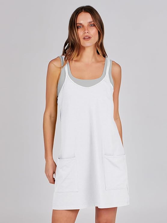 Sleeveless Athletic Dress – Built-In Shorts & Pockets
