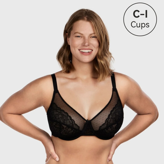Nolani Floral Lace Plus Size Underwire Unlined Unpadded Full Coverage Minimizer Bra