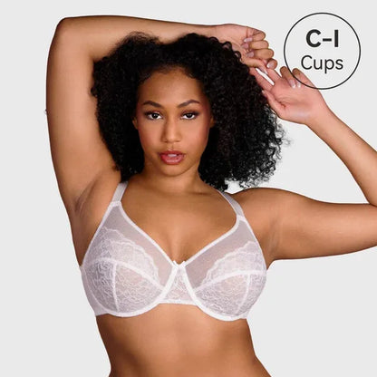 Nolani Floral Lace Plus Size Underwire Unlined Unpadded Full Coverage Minimizer Bra